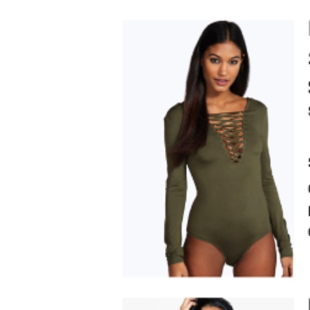 Olive long Sleeve Strappy Bodysuit